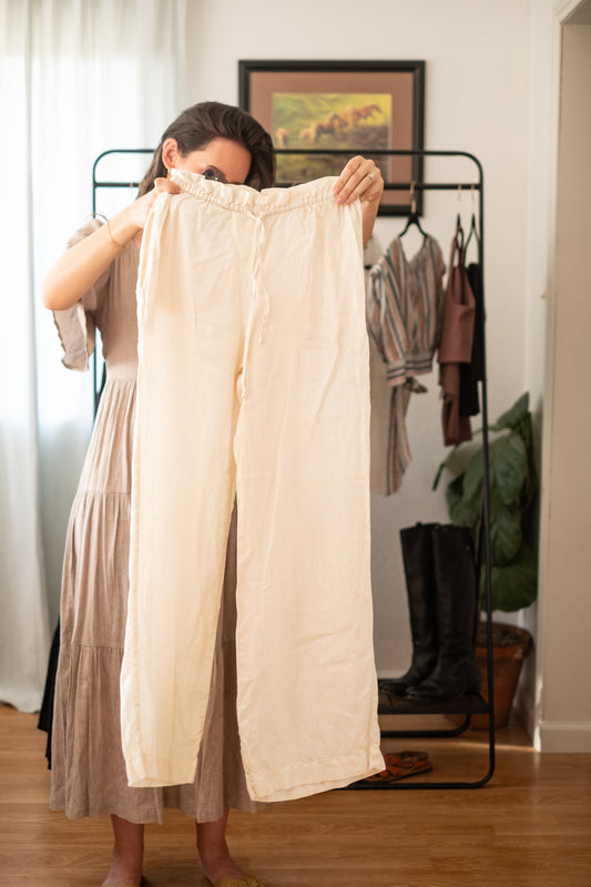 Cream Linen Pants - XS