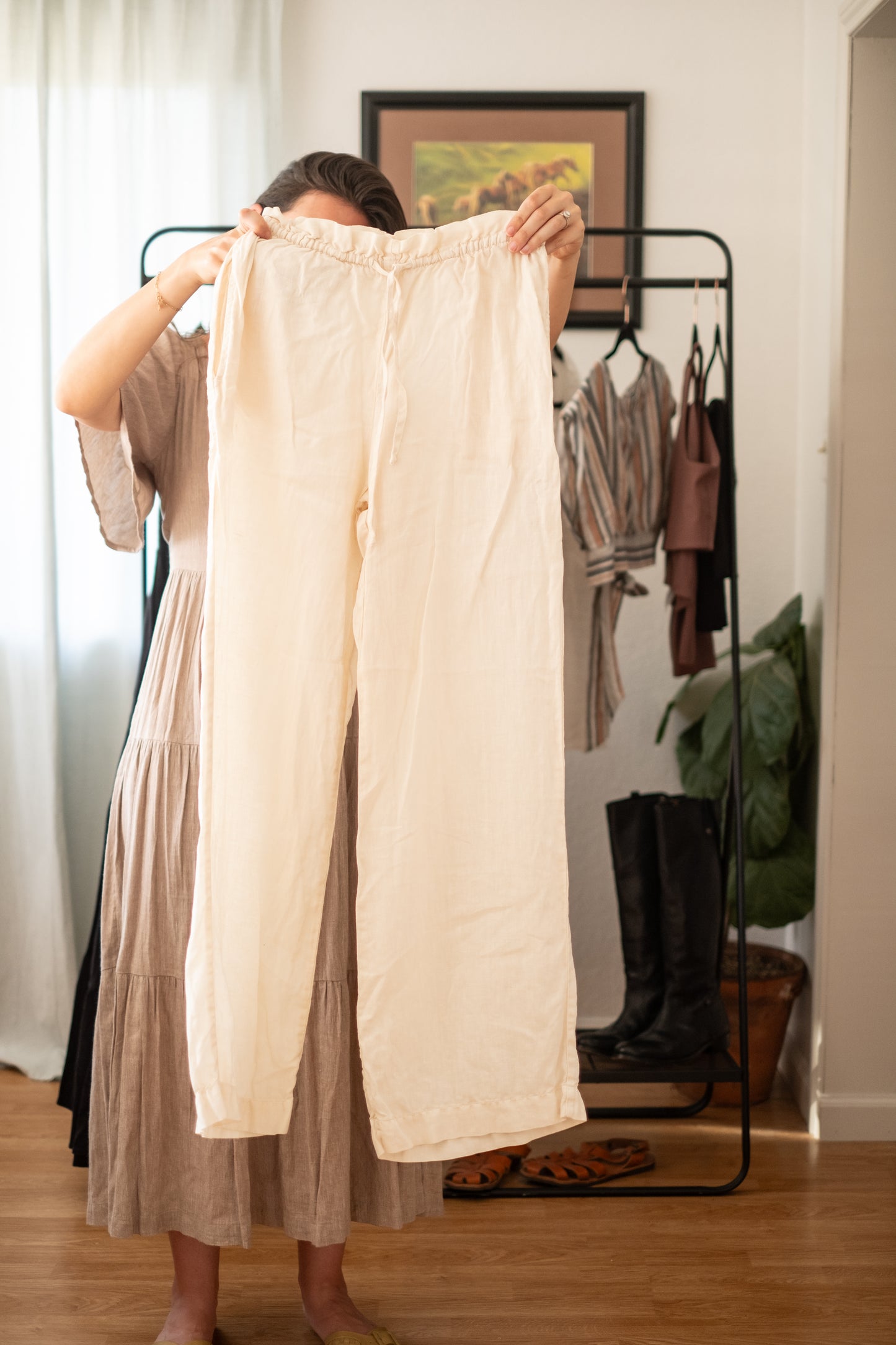 Cream Linen Pants - XS