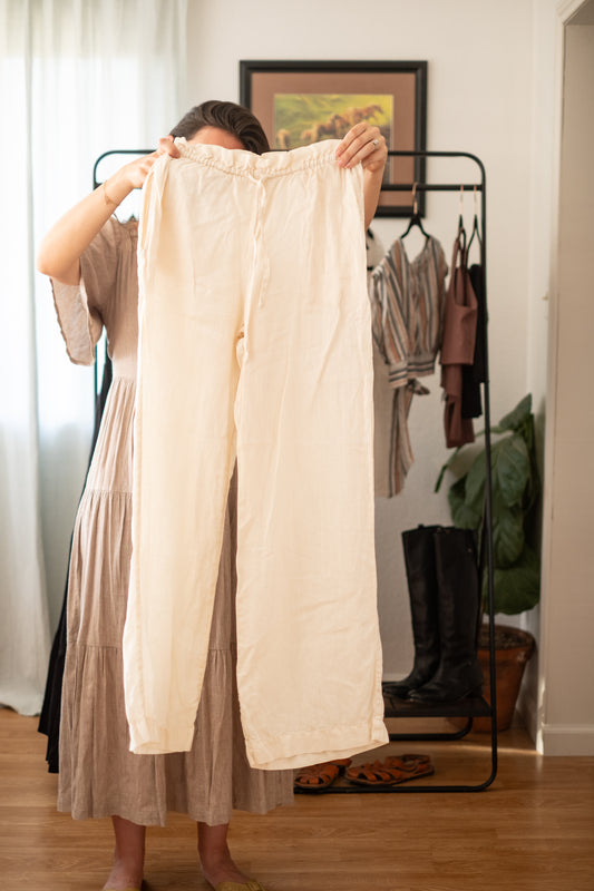 Cream Linen Pants - XS