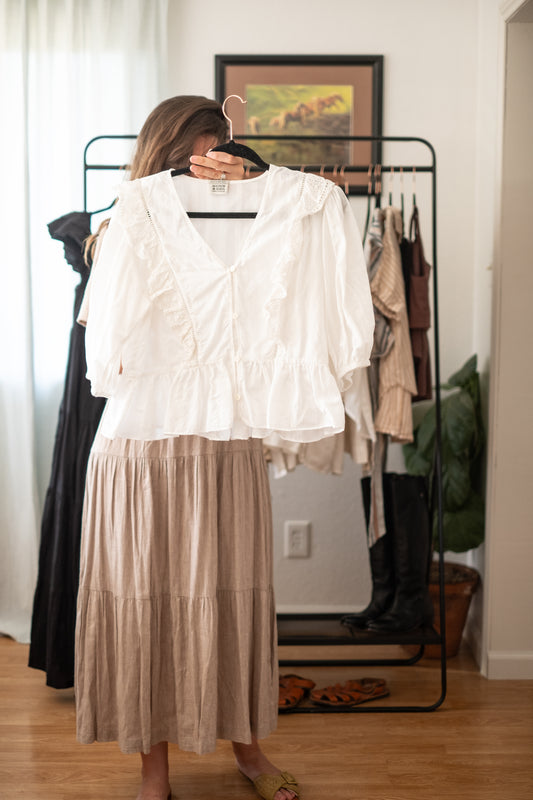 Scotch & Soda Amsterdam Puffed Sleeve Peplum Blouse - Small