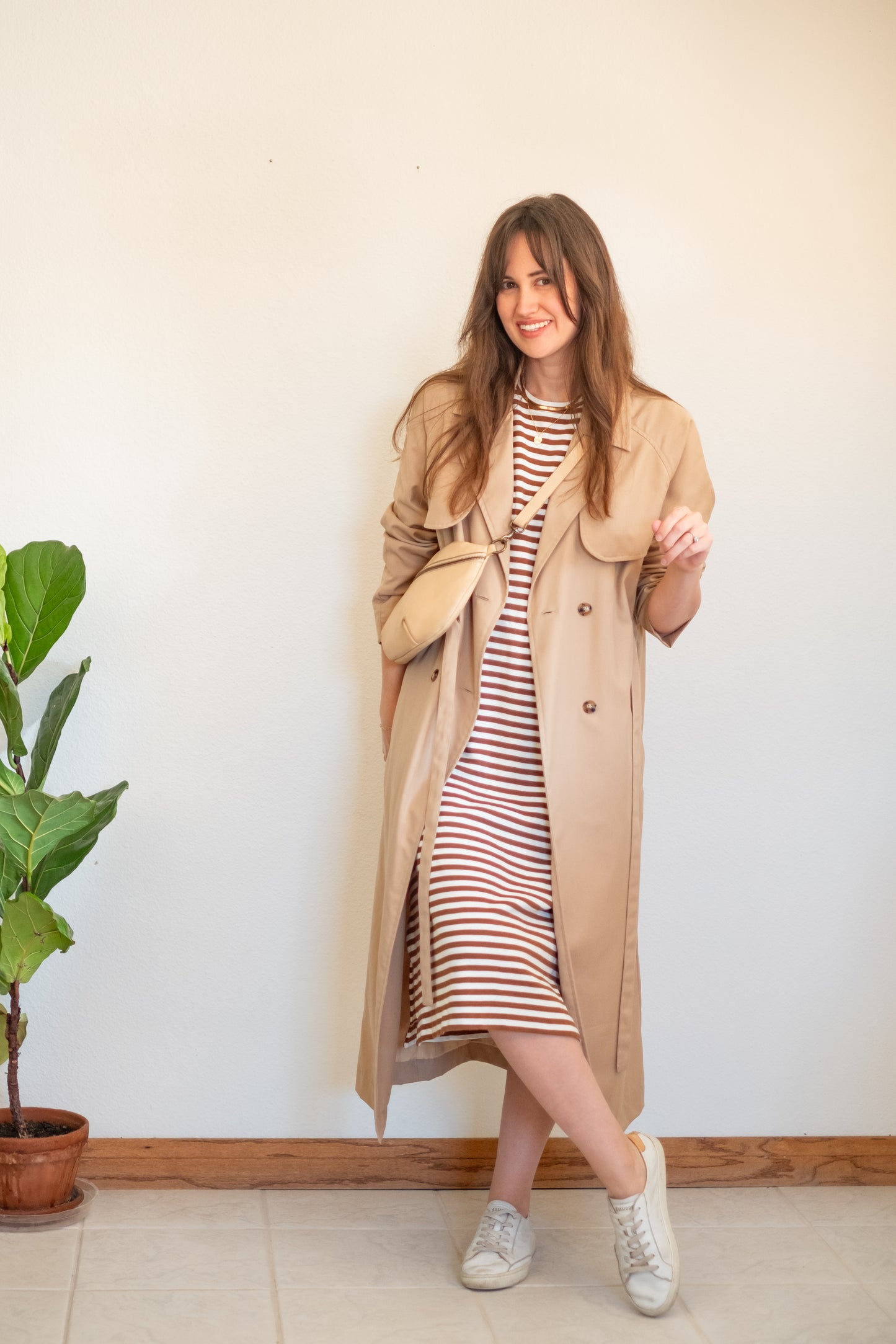 Able Maria Striped Boxy Tee Dress - Small