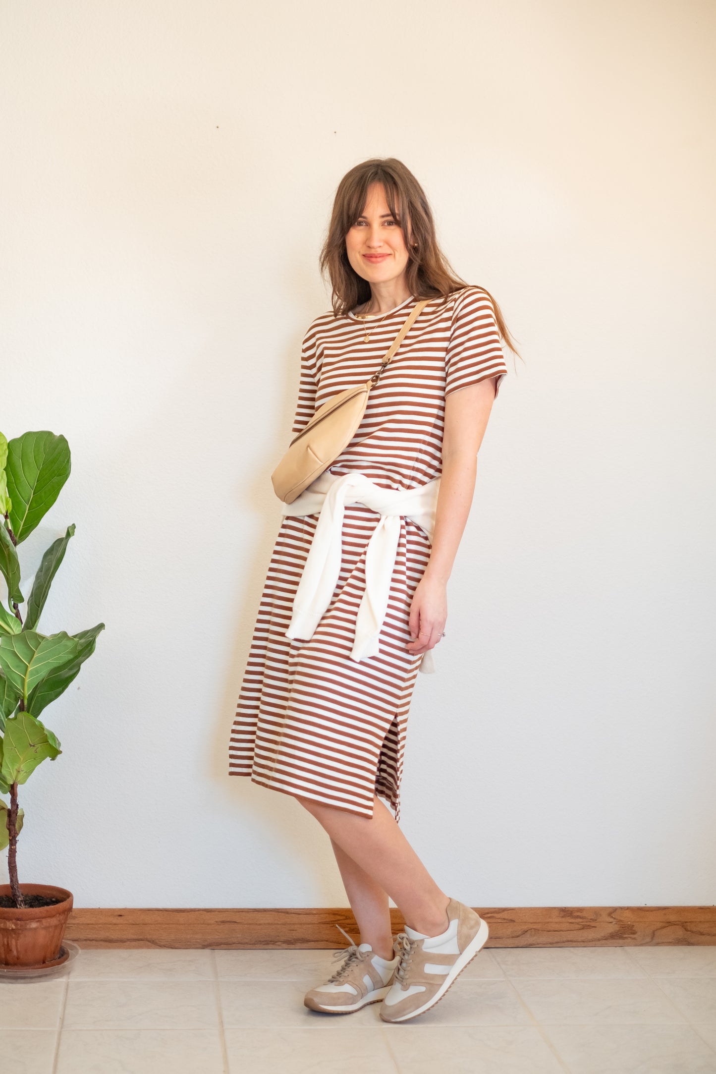 Able Maria Striped Boxy Tee Dress - Small