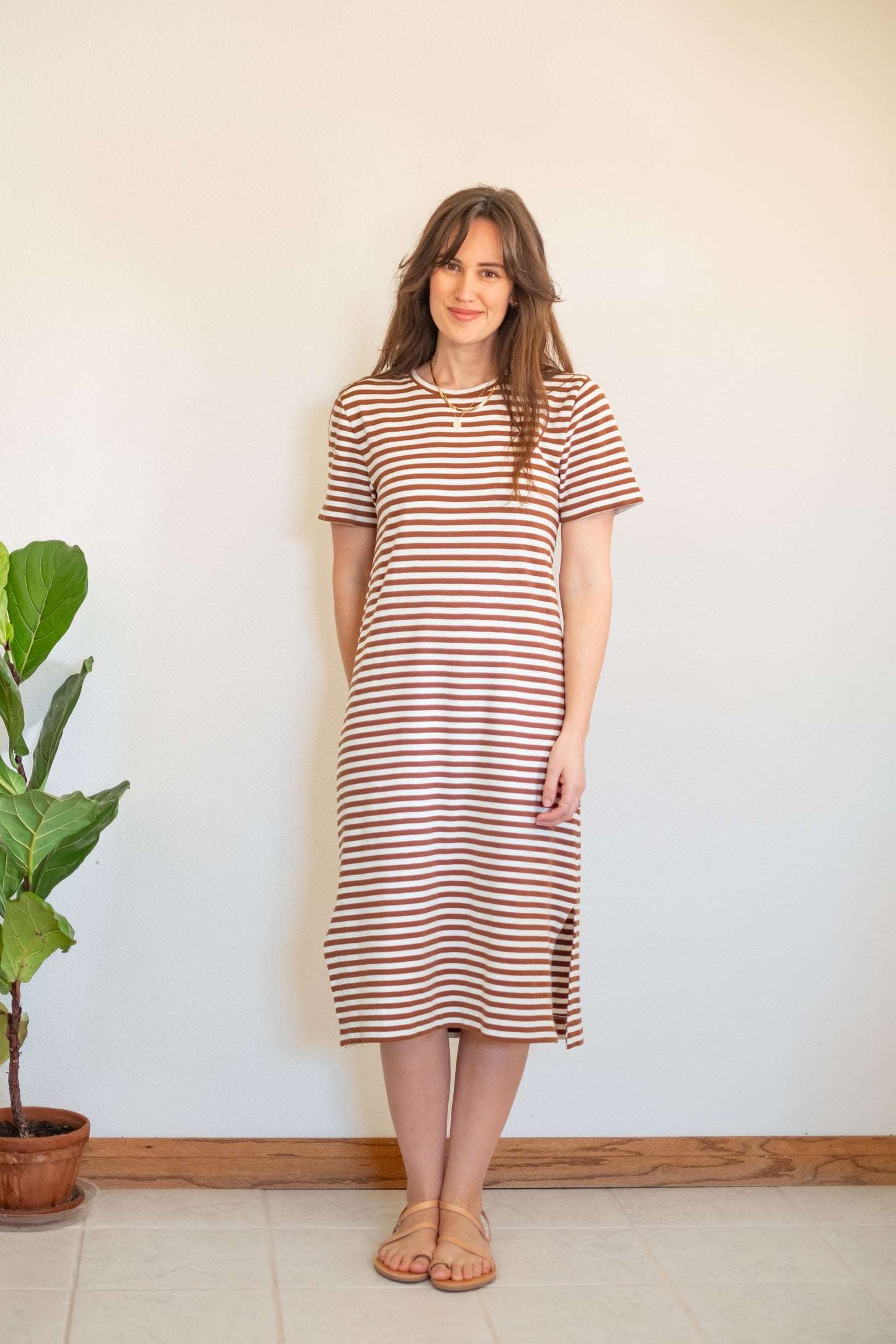 Able Maria Striped Boxy Tee Dress - Small