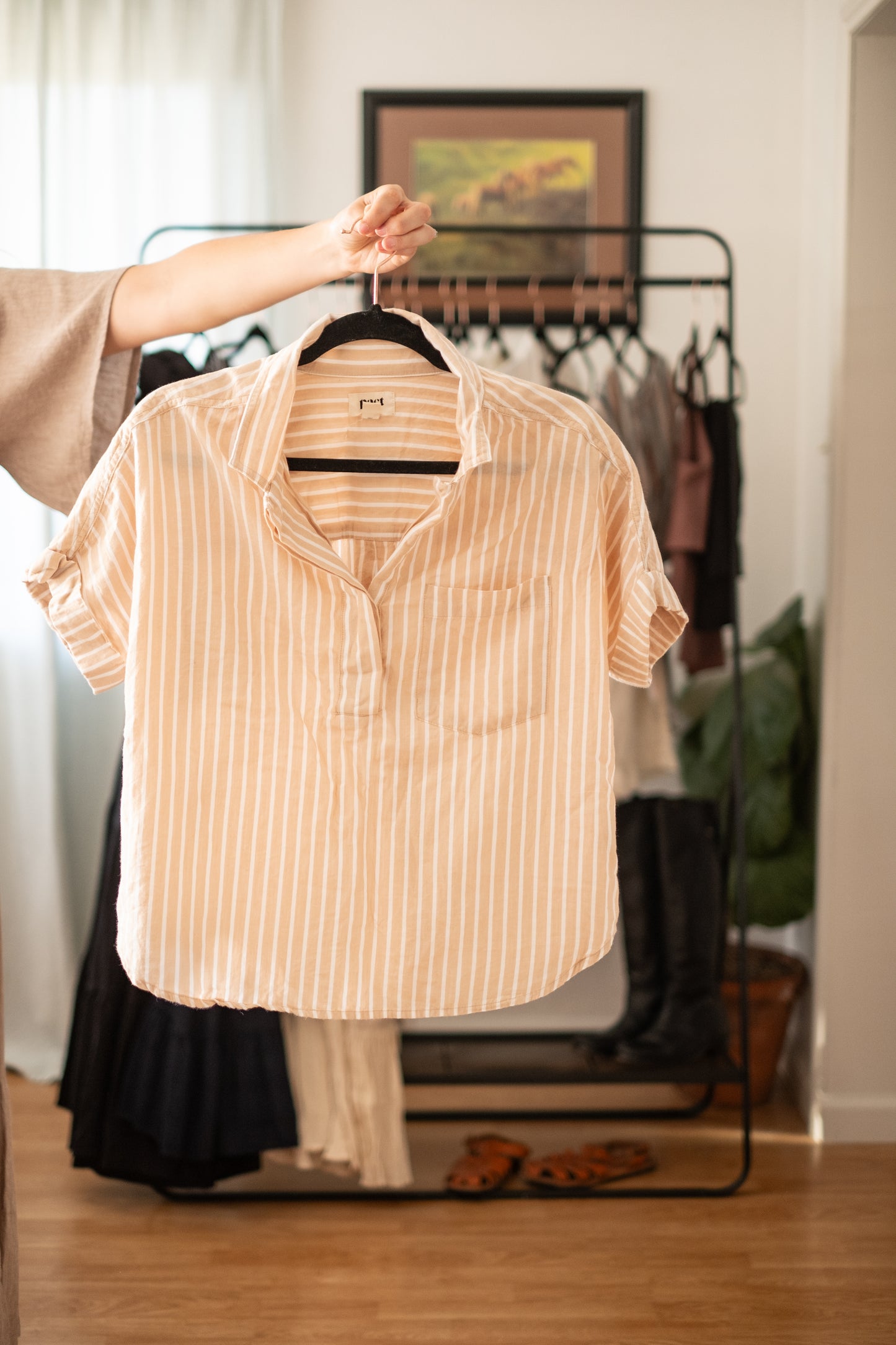 Pact Striped Maxi Skirt & Pop-Over Top Set -Small