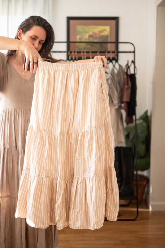 Pact Striped Maxi Skirt & Pop-Over Top Set -Small