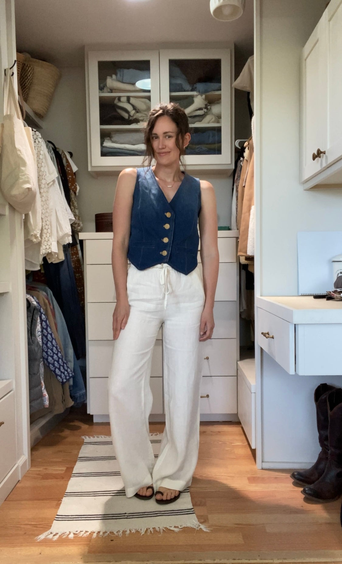 Cream Linen Pants - XS