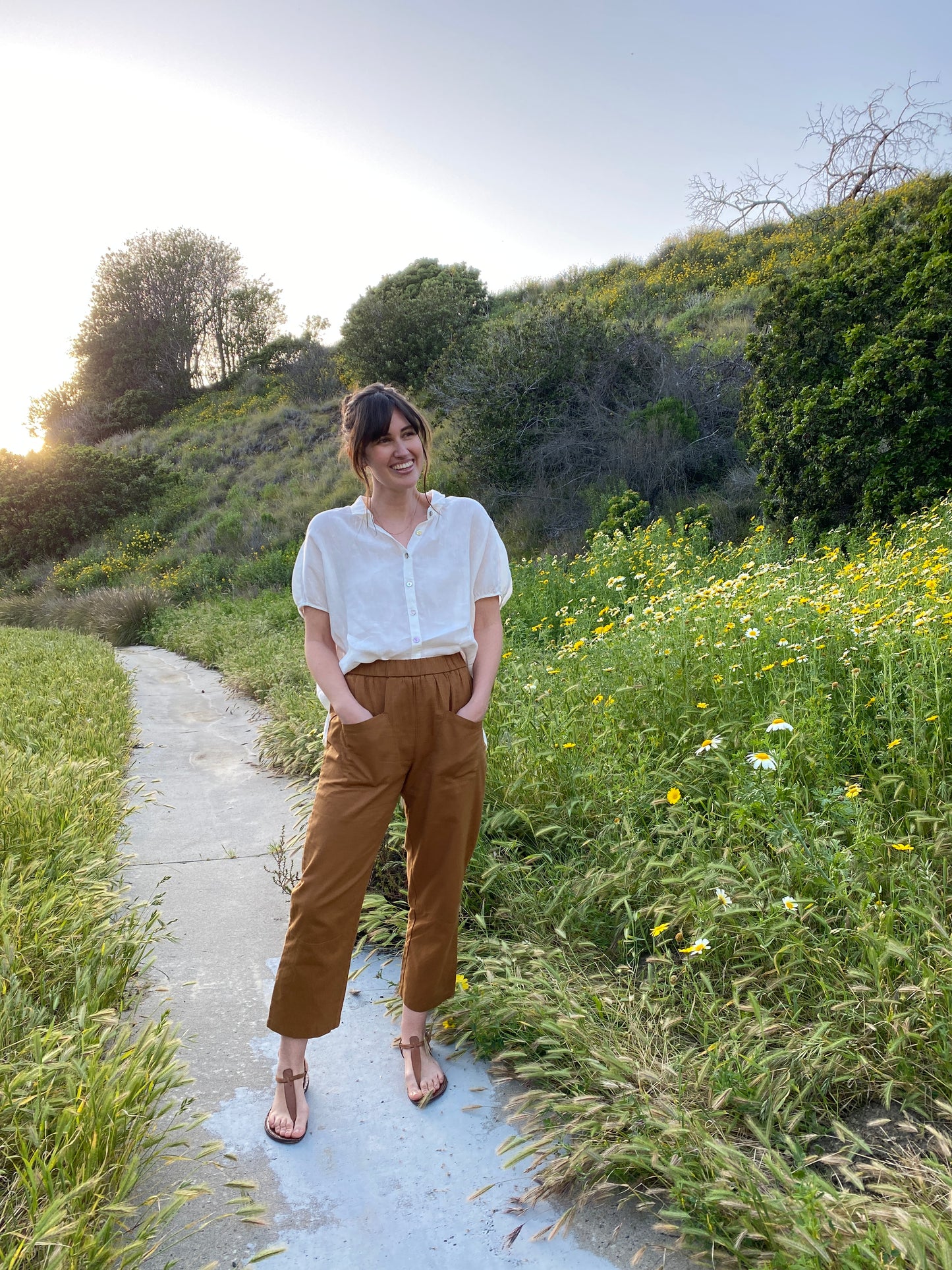 Linen Drop Shoulder Blouse - Medium
