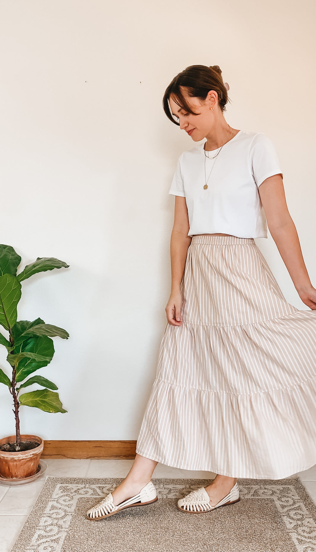 Pact Striped Maxi Skirt & Pop-Over Top Set -Small