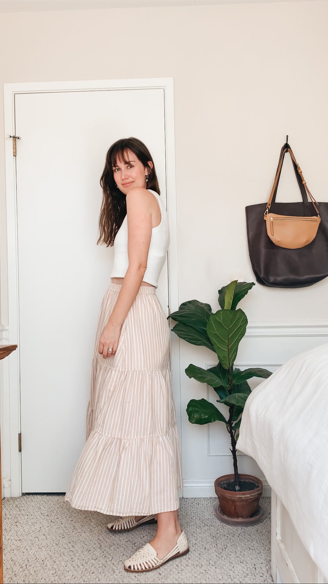 Pact Striped Maxi Skirt & Pop-Over Top Set -Small